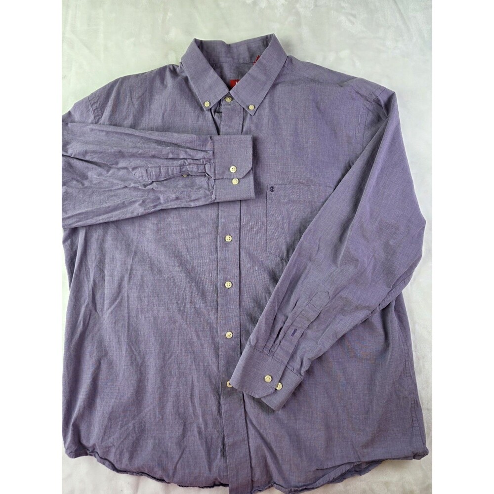 Izod Men's XL Purple White Long Sleeve Button Down Shirt‎